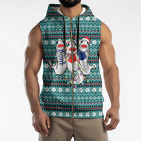 Funny Shark Christmas Sleeveless Zip Hoodie Xmas Holiday Patterns - Wonder Print Shop