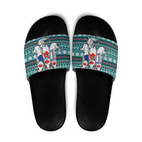 Funny Shark Christmas Slide Sandals Xmas Holiday Patterns - Wonder Print Shop