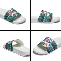 Funny Shark Christmas Slide Sandals Xmas Holiday Patterns - Wonder Print Shop
