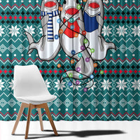 Funny Shark Christmas Window Curtain Xmas Holiday Patterns - Wonder Print Shop