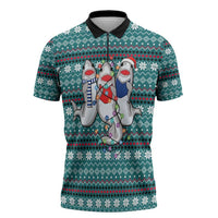 Funny Shark Christmas Zipper Polo Shirt Xmas Holiday Patterns - Wonder Print Shop