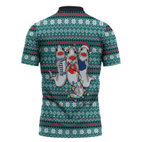 Funny Shark Christmas Zipper Polo Shirt Xmas Holiday Patterns - Wonder Print Shop