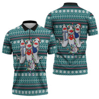 Funny Shark Christmas Zipper Polo Shirt Xmas Holiday Patterns - Wonder Print Shop