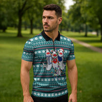 Funny Shark Christmas Zipper Polo Shirt Xmas Holiday Patterns - Wonder Print Shop