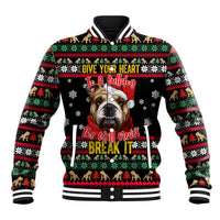 Give Your Heart Bulldog Christmas Baseball Jacket Xmas Holiday Patterns - Wonder Print Shop
