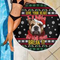 Give Your Heart Bulldog Christmas Beach Blanket Xmas Holiday Patterns - Wonder Print Shop