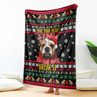 Give Your Heart Bulldog Christmas Blanket Xmas Holiday Patterns - Wonder Print Shop