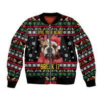 Give Your Heart Bulldog Christmas Bomber Jacket Xmas Holiday Patterns - Wonder Print Shop
