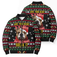 Give Your Heart Bulldog Christmas Bomber Puffer Jacket Xmas Holiday Patterns - Wonder Print Shop