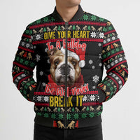 Give Your Heart Bulldog Christmas Bomber Puffer Jacket Xmas Holiday Patterns - Wonder Print Shop