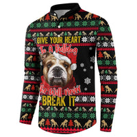 Give Your Heart Bulldog Christmas Button Sweatshirt Xmas Holiday Patterns - Wonder Print Shop