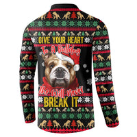 Give Your Heart Bulldog Christmas Button Sweatshirt Xmas Holiday Patterns - Wonder Print Shop