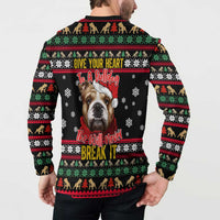 Give Your Heart Bulldog Christmas Button Sweatshirt Xmas Holiday Patterns - Wonder Print Shop