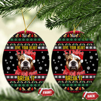 Give Your Heart Bulldog Christmas Ceramic Ornament Xmas Holiday Patterns - Wonder Print Shop