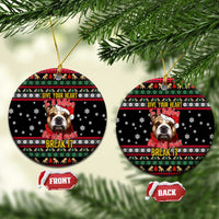 Give Your Heart Bulldog Christmas Ceramic Ornament Xmas Holiday Patterns - Wonder Print Shop