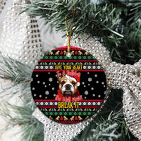 Give Your Heart Bulldog Christmas Ceramic Ornament Xmas Holiday Patterns - Wonder Print Shop