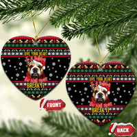 Give Your Heart Bulldog Christmas Ceramic Ornament Xmas Holiday Patterns - Wonder Print Shop
