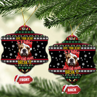 Give Your Heart Bulldog Christmas Ceramic Ornament Xmas Holiday Patterns - Wonder Print Shop