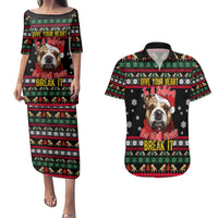 Give Your Heart Bulldog Christmas Couples Matching Puletasi and Hawaiian Shirt Xmas Holiday Patterns - Wonder Print Shop