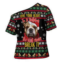 Give Your Heart Bulldog Christmas Cross Shoulder Shirt Xmas Holiday Patterns - Wonder Print Shop