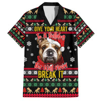 Give Your Heart Bulldog Christmas Family Matching Off The Shoulder Long Sleeve Dress and Hawaiian Shirt Xmas Holiday Patterns - Wonder Print Shop