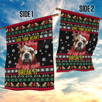 Give Your Heart Bulldog Christmas Garden Flag Xmas Holiday Patterns - Wonder Print Shop