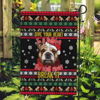 Give Your Heart Bulldog Christmas Garden Flag Xmas Holiday Patterns - Wonder Print Shop
