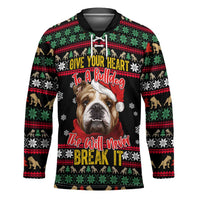 Give Your Heart Bulldog Christmas Hockey Jersey Xmas Holiday Patterns - Wonder Print Shop