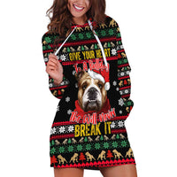 Give Your Heart Bulldog Christmas Hoodie Dress Xmas Holiday Patterns - Wonder Print Shop