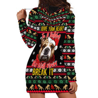 Give Your Heart Bulldog Christmas Hoodie Dress Xmas Holiday Patterns - Wonder Print Shop