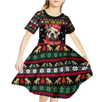 Give Your Heart Bulldog Christmas Kid Short Sleeve Dress Xmas Holiday Patterns - Wonder Print Shop