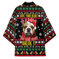 Give Your Heart Bulldog Christmas Kimono Xmas Holiday Patterns - Wonder Print Shop