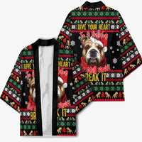 Give Your Heart Bulldog Christmas Kimono Xmas Holiday Patterns - Wonder Print Shop