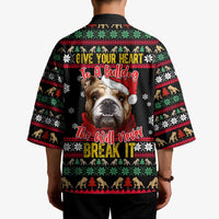 Give Your Heart Bulldog Christmas Kimono Xmas Holiday Patterns - Wonder Print Shop