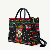 Give Your Heart Bulldog Christmas Leather Bag Xmas Holiday Patterns - Wonder Print Shop
