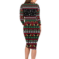 Give Your Heart Bulldog Christmas Long Sleeve Bodycon Dress Xmas Holiday Patterns - Wonder Print Shop