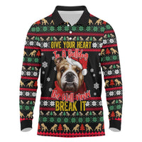 Give Your Heart Bulldog Christmas Long Sleeve Polo Shirt Xmas Holiday Patterns - Wonder Print Shop