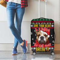 Give Your Heart Bulldog Christmas Luggage Cover Xmas Holiday Patterns - Wonder Print Shop