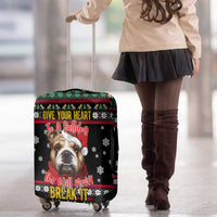 Give Your Heart Bulldog Christmas Luggage Cover Xmas Holiday Patterns - Wonder Print Shop