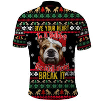 Give Your Heart Bulldog Christmas Polo Shirt Xmas Holiday Patterns - Wonder Print Shop