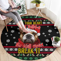 Give Your Heart Bulldog Christmas Round Carpet Xmas Holiday Patterns - Wonder Print Shop