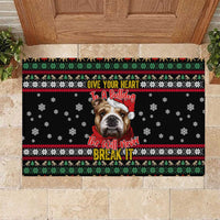 Give Your Heart Bulldog Christmas Rubber Doormat Xmas Holiday Patterns - Wonder Print Shop