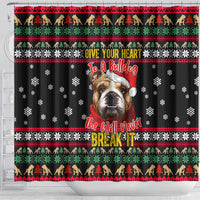 Give Your Heart Bulldog Christmas Shower Curtain Xmas Holiday Patterns - Wonder Print Shop