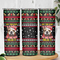 Give Your Heart Bulldog Christmas Skinny Tumbler Xmas Holiday Patterns - Wonder Print Shop