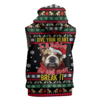 Give Your Heart Bulldog Christmas Sleeveless Zip Hoodie Xmas Holiday Patterns - Wonder Print Shop