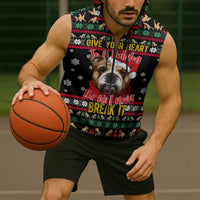 Give Your Heart Bulldog Christmas Sleeveless Zip Hoodie Xmas Holiday Patterns - Wonder Print Shop