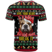 Give Your Heart Bulldog Christmas T Shirt Xmas Holiday Patterns - Wonder Print Shop