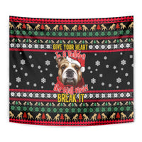 Give Your Heart Bulldog Christmas Tapestry Xmas Holiday Patterns - Wonder Print Shop