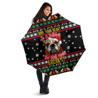 Give Your Heart Bulldog Christmas Umbrella Xmas Holiday Patterns - Wonder Print Shop
