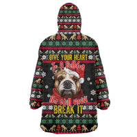 Give Your Heart Bulldog Christmas Wearable Blanket Hoodie Xmas Holiday Patterns - Wonder Print Shop